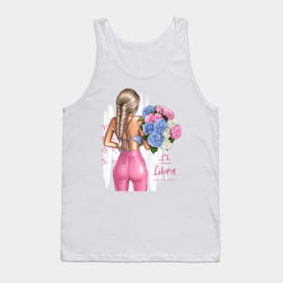 Libra Girl Pink Outfit Flowers Tank Top